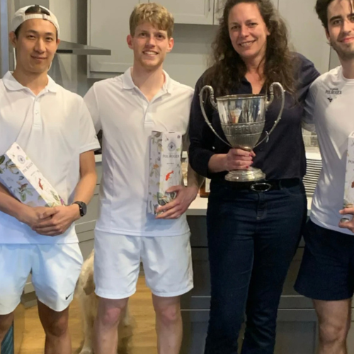 Jin Lee plus Real Tennis cup and team mate